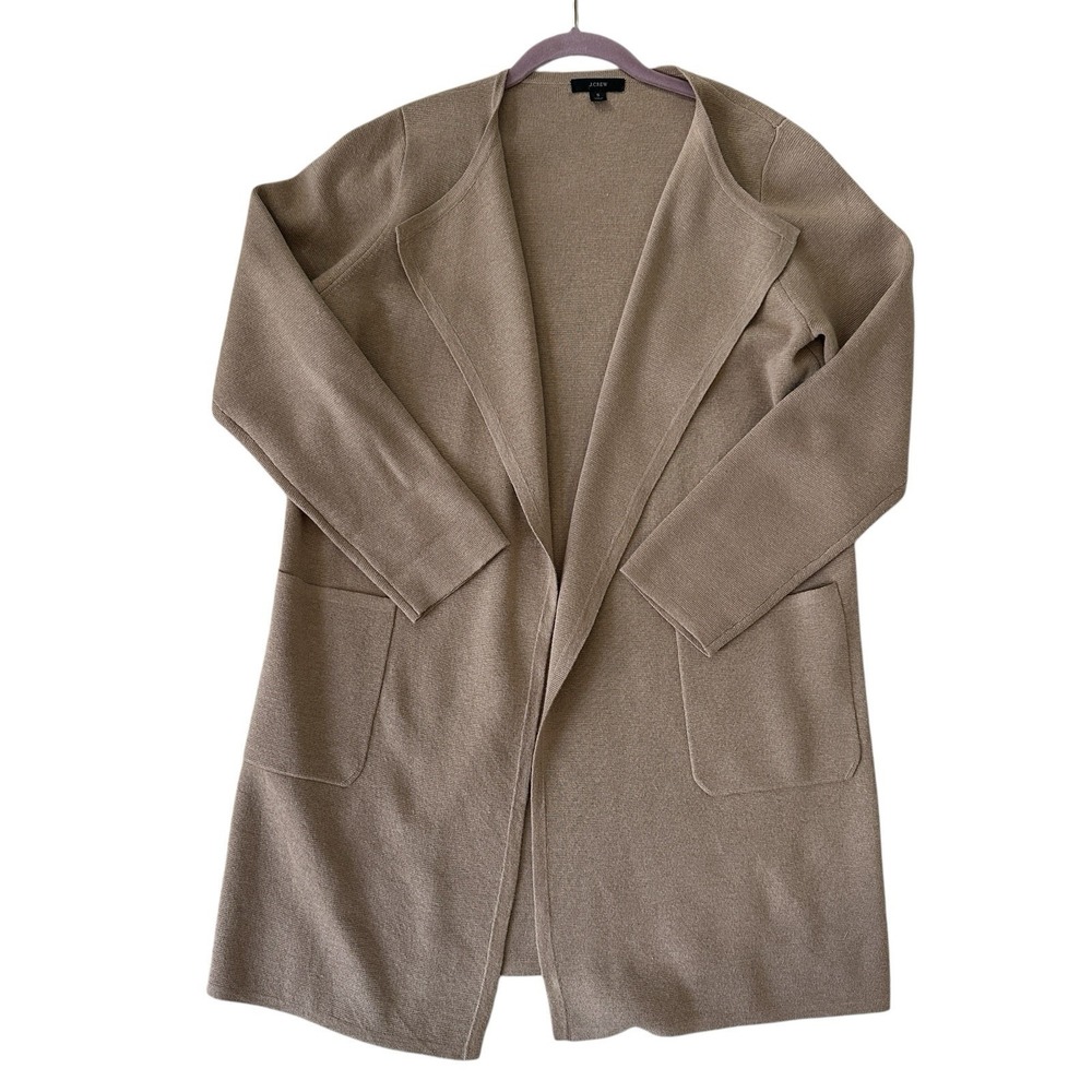 J‎ Crew 365 Sophie Sweater Blazer Women's Small Camel Open Front Pockets Merino